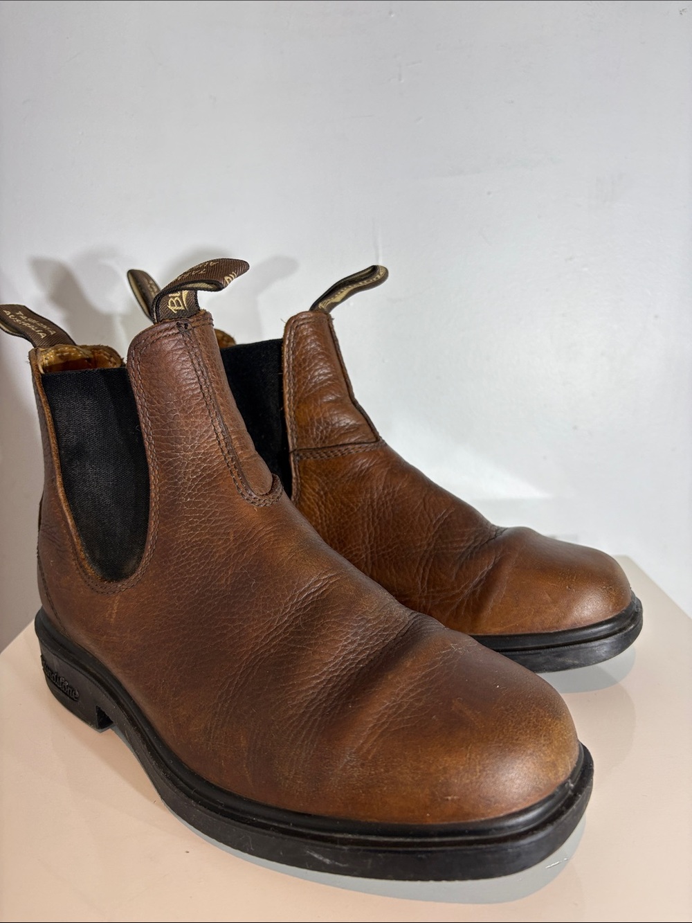 Blundstone women’s brown pebbled leather square toe boots size AUS4.5/US7.5
